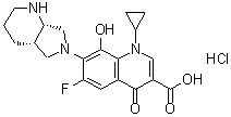 1-Cyclopropyl-6-fluoro-1,4-dihydro-8-hydroxy-7-[(4aS,7aS)-octahydro-6H-pyrrolo[3,4-b]pyridin-6-yl]-4-oxo-3-quinolinecarboxylic acid hydrochloride (1:1) molecular structure (CAS 2252446-71-0)
