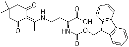 (2S)-4-[[1-(4,4-Dimethyl-2,6-dioxocyclohexylidene)ethyl]amino]-2-[[(9H-fluoren-9-ylmethoxy)carbonyl]amino]butanoic acid molecular structure (CAS 235788-61-1)