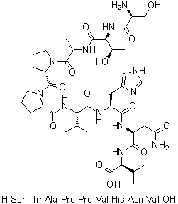 L-Seryl-L-threonyl-L-alanyl-L-prolyl-L-prolyl-L-valyl-L-histidyl-L-asparaginyl-L-valine molecular structure (CAS 238736-51-1)