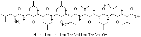 L-亮氨酰-L-亮氨酰-L-亮氨酰-L-亮氨酰-L-苏氨酰-L-缬氨酰-L-亮氨酰-L-苏氨酰-L-缬氨酸分子结构 (CAS 238736-52-2)