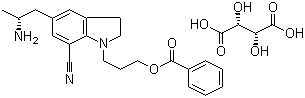 5-[(2R)-2-Aminopropyl]-1-[3-(benzoyloxy)propyl]-2,3-dihydro-1H-indole-7-carbonitrile (2R,3R)-2,3-dihydroxybutanedioate molecular structure (CAS 239463-85-5)