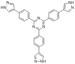 2,4,6-Tris(4-(1H-pyrazol-4-yl)phenyl)-1,3,5-triazine molecular structure (CAS 2396570-49-1)