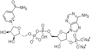 beta-烟酰胺腺嘌呤二核苷酸磷酸二钠盐分子结构 (CAS 24292-60-2)