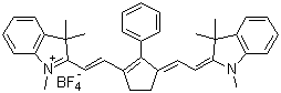 1,3,3-三甲基-2-((E)-2-(2-苯基-3-[(E)-2-(1,3,3-三甲基-1,3-二氢-2H-吲哚-2-亚基)乙亚基]-1-环戊烯-1-基)乙烯基)-3H-吲哚鎓四氟硼酸盐分子结构 (CAS 246517-72-6)