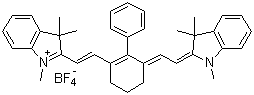 1,3,3-三甲基-2-((E)-2-(2-苯基-3-[(E)-2-(1,3,3-三甲基-1,3-二氢-2H-吲哚-2-亚基)乙亚基]-1-环己烯-1-基)乙烯基)-3H-吲哚鎓四氟硼酸盐分子结构 (CAS 246517-73-7)
