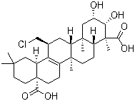structure of CAS# 2469-34-3, Senegenin;Tenuigenin; (2beta,3beta,4alpha,12alpha)-12-(Chloromethyl)-2,3-dihydroxy-27-norolean-13-ene-23,28-dioic acid