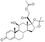 structure of CAS# 25092-25-5, Acetyldesonide;Desonide 21-acetate;[2-[(1S,2S,4R,8S,9S,11S,12S,13R)-11-hydroxy-6,6,9,13-tetramethyl-16-oxo-5,7-dioxapentacyclo[10.8.0.02,9.04,8.013,18]icosa-14,17-dien-8-yl]-2-oxoethyl] acetate