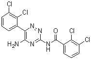 N-[5-氨基-6-(2,3-二氯苯基)-1,2,4-三嗪-3-基]-2,3-二氯苯甲酰胺分子结构 (CAS 252186-79-1)