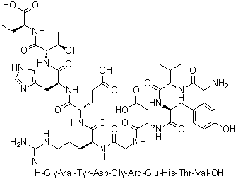 甘氨酰-L-缬氨酰-L-酪氨酰-L-alpha-天冬氨酰甘氨酰-L-精氨酰-L-alpha-谷氨酰-L-组氨酰-L-苏氨酰-L-缬氨酸分子结构 (CAS 252875-61-9)