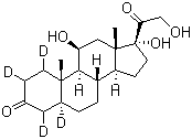 5alpha-孕甾-11beta,17alpha,21-三醇-3,20-二酮-1,2,4,5-D4分子结构 (CAS 252976-11-7)