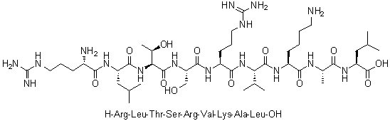 L-精氨酰-L-亮氨酰-L-苏氨酰-L-丝氨酰-L-精氨酰-L-缬氨酰-L-赖氨酰-L-丙氨酰-L-亮氨酸分子结构 (CAS 255707-04-1)