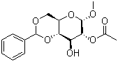 甲基 2-O-乙酰基-4,6-O-亚苄基-alpha-D-吡喃葡萄糖苷分子结构 (CAS 25577-40-6)