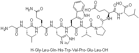 甘氨酰-L-亮氨酰-L-谷氨酰胺酰-L-组氨酰-L-色氨酰-L-缬氨酰-L-脯氨酰-L-alpha-谷氨酰-L-亮氨酸分子结构 (CAS 257943-61-6)