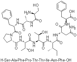 L-丝氨酰-L-丙氨酰-L-苯丙氨酰-L-脯氨酰-L-苏氨酰-L-苏氨酰-L-异亮氨酰-L-天冬氨酰胺酰-L-苯丙氨酸分子结构 (CAS 263766-33-2)