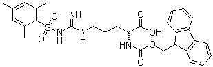 N-Fmoc-N'-(均三甲苯-2-磺酰基)-D-精氨酸分子结构 (CAS 268204-88-2)
