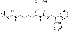 (4S)-8-[[叔丁氧羰基]氨基]-4-[[芴甲氧羰基]氨基]辛酸分子结构 (CAS 268542-17-2)