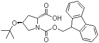 (2R,4S)-4-(1,1-Dimethylethoxy)-1,2-pyrrolidinedicarboxylic acid 1-(9H-fluoren-9-ylmethyl) ester molecular structure (CAS 268729-12-0)