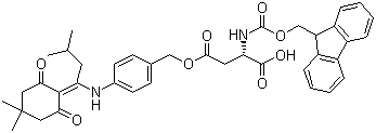 N-芴甲氧羰基-L-天冬氨酸 4-[[4-[[1-(4,4-二甲基-2,6-二氧代环己亚基)-3-甲基丁基]氨基]苯基]甲基]酯分子结构 (CAS 269066-08-2)