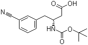 N-叔丁氧羰基-(R)-3-氨基-4-(3-氰基苯基)丁酸分子结构 (CAS 269726-83-2)