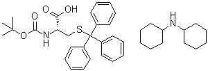 N-[叔丁氧羰基]-S-(三苯基甲基)-L-半胱氨酸(二环己基胺)盐分子结构 (CAS 26988-59-0)