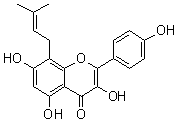 structure of CAS# 28610-31-3, Noranhydroicaritin;4'-Desmethylicaritin; 8-C-Prenylkaempferol; 8-Prenylkaempferol; De-O-methylanhydroicaritin; Desmethylicaritin