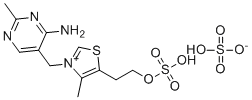 structure of CAS# 2882-75-9, Thiamine EP Impurity A Sulfate;2-(3-((4-amino-2-methylpyrimidin-5-yl)methyl)-4-methylthiazol-3-ium-5-yl)ethyl sulfate, sulfate (1:1)