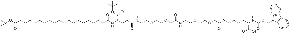 Fmoc-L-Lys[C20-OtBu-Glu(OtBu)-AEEA-AEEA]-OH molecular structure (CAS 2915356-76-0)