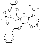 4-C-[[(甲基磺酰基)氧基]甲基]-3-O-(苄基)-D-赤式-呋喃戊糖 1,2-二乙酸酯 5-甲烷磺酸酯分子结构 (CAS 293751-03-8)