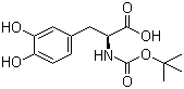 N-叔丁氧羰基-3,4-二羟基-L-苯丙氨酸分子结构 (CAS 30033-24-0)