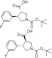 N-Boc-反式-4-(3-氟苯基)吡咯烷-3-羧酸分子结构 (CAS 301226-53-9)