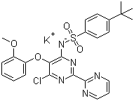 structure of CAS# 301646-59-3, N-[6-Chloro-5-(2-methoxyphenoxy)[2,2'-bipyrimidin]-4-yl]-4-(1,1-dimethylethyl)benzenesulfonamide potassium salt