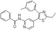结构式 CAS# 303162-79-0, TAK-715; N-(4-(2-乙基-4-(3-甲基苯基)噻唑-5-基)吡啶-2-基)苯甲酰胺