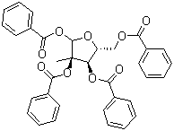 结构式 CAS# 30361-19-4, 2-C-甲基-D-呋喃核糖 1,2,3,5-四苯甲酸酯