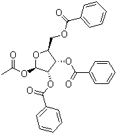 1-O-乙酰基-2,3,5-O-三苯甲酰基-beta-L-呋喃核糖分子结构 (CAS 3080-30-6)