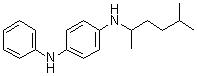 structure of CAS# 3081-01-4, N-(1,4-Dimethylamyl)-N'-phenyl-p-phenylenediamine;N-(5-Methyl-2-hexyl)-N'-phenyl-p-phenylenediamine; N-1,4-Dimethylpentyl-N'-phenyl-p-phenylenediamine; N-Phenyl-N'-(1,4-dimethylpentyl)-1,4-phenylenediamine; N-Phenyl-N'-(1,4-dimethylpentyl)-p-phenylenediamine; Naugard I 3; Santoflex 14