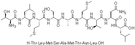 L-苏氨酰-L-亮氨酰-L-蛋氨酰-L-丝氨酰-L-丙氨酰-L-蛋氨酰-L-苏氨酰-L-天冬氨酰胺酰-L-亮氨酸分子结构 (CAS 318274-76-9)