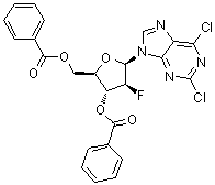 2,6-二氯-9-(3,5-二-O-苯甲酰基-2-脱氧-2-氟-D-阿拉伯呋喃糖基)-9H-嘌呤分子结构 (CAS 329187-80-6)