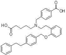 structure of CAS# 329773-35-5, Cinaciguat;BAY 58-2667; 4-[[(4-Carboxybutyl)[2-[2-[[4-(2-phenylethyl)phenyl]methoxy]phenyl]ethyl]amino]methyl]-benzoic acid