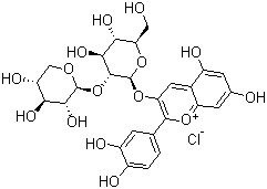 氯化接骨木花色素甙分子结构 (CAS 33012-73-6)