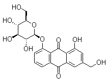 芦荟大黄素-8-O-葡萄糖苷分子结构 (CAS 33037-46-6)