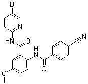 N-(5-溴-2-吡啶基)-2-[(4-氰基苯甲酰基)氨基]-5-甲氧基苯甲酰胺分子结构 (CAS 330942-11-5)