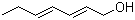 structure of CAS# 33467-79-7, 2,4-Heptadien-1-ol;(E,E)-2,4-Heptadien-1-ol