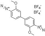 3,3'-Dimethoxy-[1,1'-biphenyl]-4,4'-bis(diazonium) bis[tetrafluoroborate] molecular structure (CAS 3410-35-3)