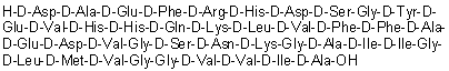 D-alpha-天冬氨酰-D-丙氨酰-D-alpha-谷氨酰-D-苯丙氨酰-D-精氨酰-D-组氨酰-D-alpha-天冬氨酰-D-丝氨酰甘氨酰-D-酪氨酰-D-alpha-谷氨酰-D-缬氨酰-D-组氨酰-D-组氨酰-D-谷氨酰胺酰-D-赖氨酰-D-亮氨酰-D-缬氨酰-D-苯丙氨酰-D-苯丙氨酰-D-丙氨酰-D-alpha-谷氨酰-D-alpha-天冬氨酰-D-缬氨酰甘氨酰-D-丝氨酰-D-天冬氨酰胺酰-D-赖氨酰甘氨酰-D-丙氨酰-D-异亮氨酰-D-异亮氨酰甘氨酰-D-亮氨酰-D-蛋氨酰-D-缬氨酰甘氨酰甘氨酰-D-缬氨酰-D-缬氨酰-D-异亮氨酰-D-丙氨酸分子结构 (CAS 342896-25-7)