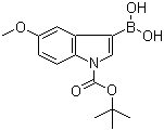 1-叔丁氧羰基-5-甲氧基-1H-吲哚-3-硼酸分子结构 (CAS 348640-19-7)