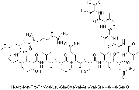L-Arginyl-L-methionyl-L-prolyl-L-threonyl-L-valyl-L-leucyl-L-glutaminyl-L-cysteinyl-L-valyl-L-asparaginyl-L-valyl-L-seryl-L-valyl-L-valyl-L-serine molecular structure (CAS 350473-77-7)