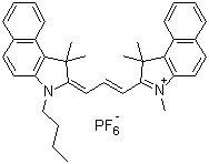 2-[3-(3-丁基-1,3-二氢-1,1-二甲基-2H-苯并[e]吲哚-2-亚基)-1-丙烯-1-基]-1,1,3-三甲基-1H-苯并[e]吲哚鎓六氟磷酸盐分子结构 (CAS 356062-62-9)