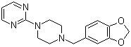 structure of CAS# 3605-01-4, Piribedil;2-[4-(1,3-Benzodioxol-5-ylmethyl)piperazin-1-yl]pyrimidine