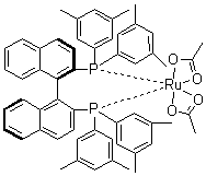 [(R)-(+)-2,2'-双[二(3,5-二甲基苯基)膦]-1,1'-联萘]钌二乙酸盐分子结构 (CAS 374067-50-2)