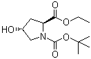1-叔丁氧羰基-4R-羟基-L-脯氨酸乙酯分子结构 (CAS 37813-30-2)